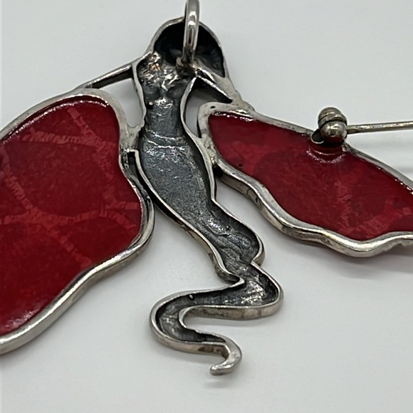 Sterling silver winged mermaid 2.5” by 2.25” brooch or pendant - Picture 8 of 11